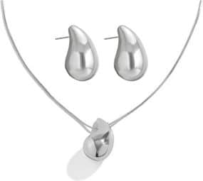 Conjunto de plata de cristal de gota