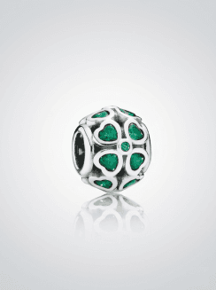 Charm Trébol de Cuatro Hojas Verde Brillante