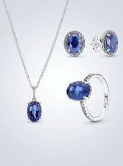 Conjunto de Joyas de Cristal Azul Ovalado