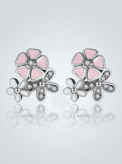 Pendientes de Botón Margaritas Rosas