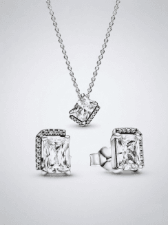 Conjunto de Joyas Halo Rectangular Brillante