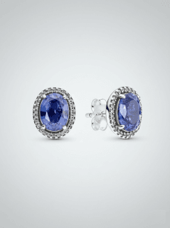 Pendientes de Botón Halo Brillante Azul