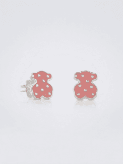 Pendientes con Esmalte Rosa TOUS Face