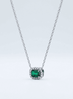 Collar Halo Rectangular Verde Brilllante