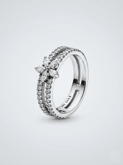 Anillo Doble Copo de Nieve Brillante