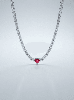 Choker de Tenis Corazón Brillante Rojo