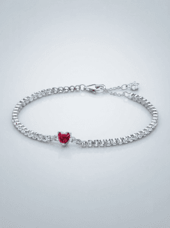 Pulsera de Tenis Corazón Brillante Rojo