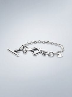 Pulsera de Cadena con Cierre de Barra T y Corazones Anudados