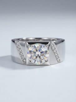 Anillo Moissanita Estilo Minimalista y Geométrico