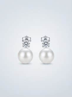 Pendientes de Perla y Moissanita