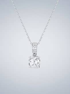 Cadena con Colgante de Solitario de Moissanita de Corte Redondo